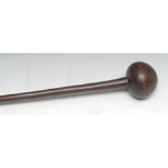 Tribal Art - a Zulu knobkerrie, substantial compressed globular head, two-tone hardwood, 60.