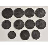 A collection of 19th century alloy portrait medallions, after Russian Baroque originals,