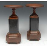 A pair of late 19th century Grand Tour type hardwood and ebonised saucer shaped library mantel