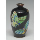 A Japanese cloisonné enamel cabinet vase, of small portions,