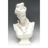 A parian-type portrait bust, of an elegant 19th century century lady,