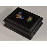 A 19th century Italian Grand Tour pietra dura and ebonised rectangular box,