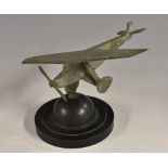 Aeronautica - an Art Deco period patinated desk model, as a Farman F400 Series,