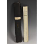 An ivorine slide rule, by A W Faber, 28cm long, slip case with tooled and gilt lettering,