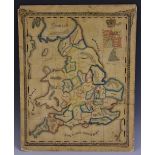 An early Victorian Scottish hand scrivened watercolour map 'sampler', by Hugh Macmillan, aged 12,