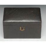 An Edwardian morocco leather rectangular stationery box, by W Lockwood & Co, London,