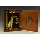 A rare 19th century lacquered brass monocular microscope, by Watson & Son, 313 High Holborn, London,
