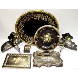 Victorian papier-mache lacquered gallery tray,