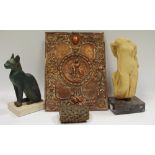 A 19th century copper plaque profusely embossed throughout;