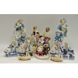 Late 19th century Continental bisque figures raised on stepped plinth base c.