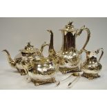 A late Victorian Sheffield silver plate four piece c.