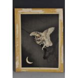 Japanese School (Meiji period), an Owl by Moonlight, signed with two characters in a red seal,