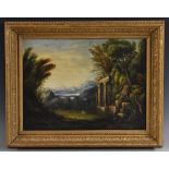 English School (19th century) Picturesque Landscape with Ruins oil on canvas, 29cm x 39.