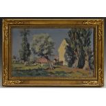 Berian, French School, Old Farmhouse by the Water, 'Vieille Ferme, Pougues L'es Equix', signed,