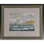 John Whale (bn. 1919) Drawing in the Main Sail signed, watercolour, 26.