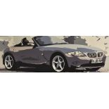 Mark Hughes BMW signed, acylic on canvas,