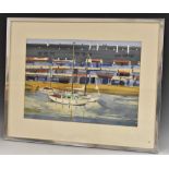 Ronald Scott Thorn (20th century) Boats at Pouligner, Brittany signed,