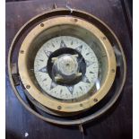 A brass ship's binnacle compass,