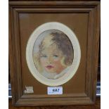 Valette Portrait of a Girl signed, oil on canvas laid on board, 12.