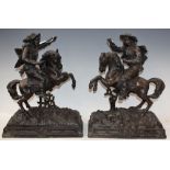 A pair 19th century spelter figures, as Cavaliers,