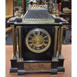 A 19th century Noir Belge architectural mantel clock,