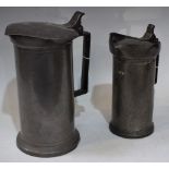 A 19th century French pewter two-litre flagon, by Le Seigneur, Caen,