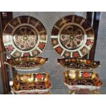 A pair of Royal Crown Derby 1128 pattern solid gold band oval footed pin dishes; another pair,