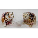 A Royal Crown Derby paperweight, The British Bulldog, gold stopper, boxed; another, Bulldog,