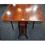 An Edwardian mahogany Sutherland table, chamfered rectangular crossbanded top, outswept feet, 66.