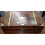 A Victorian rosewood brass bound writing slope,
