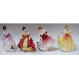A Royal Doulton figure, My Best Friend, HN3011; three others, similar, Southern Belle, HN2229,