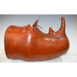 A decorative leather wall hanging, Rhino head,