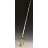 A George III naval sword, 83cm straight fullered blade signed to the spine R Teed,