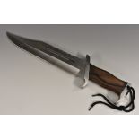 A movie replica hunting knife, the 33cm blade etched Rambo III, hardwood grip, 45.