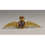 An early 20th century 9ct gold RAF sweetheart's brooch, of typical form,