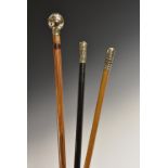 A World War I swagger stick, Royal Scots Fusileers, 62cm long; another,