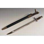 A 1913 pattern bayonet, by Remington, 43cm straight fullered blade marked 4 16,