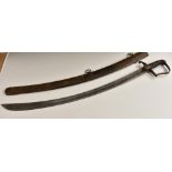 A 1796 pattern light cavalry sword, 82cm curved blade with traces of etched decoration,