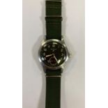 A Record stainless steel military wristwatch,