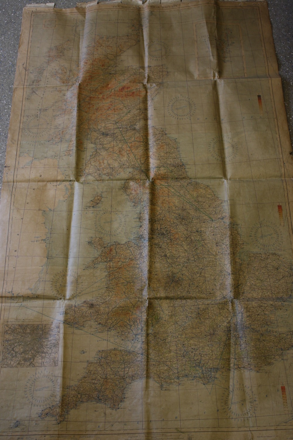 Militaria - RAF - a large World War II 'Ten Mile Map of Great Britain,