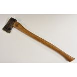 An axe, probably military issue, the shaft branded with crowns,