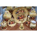 An Aynsley Orchard Gold pattern pedestal comport, others, similar, including urn and cover,