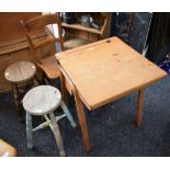 An early-mid 20th century school desk; an elm bar back side chair,