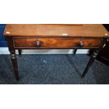 A Victorian mahogany side/serving table, rectangular top above a single frieze drawer,