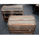 A domed travelling trunk;
