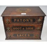 An early 20th century advertising shop counter top chest, Paton's Boots & Shoe Laces,