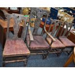 A set of eight 19th century Revivalist oak Country House dining chairs,