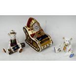 A Royal Crown Derby paperweight, Santa and Sleigh, gold stopper; others,