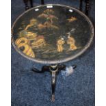 An early 20th century Chinoiserie tripod occasional table,