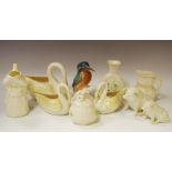 Belleek - pig,large and small; swan,